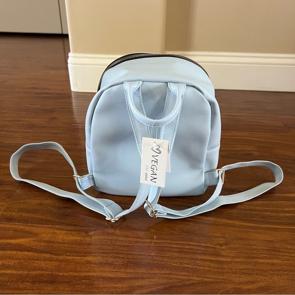 NWT Vegan Baby Blue Quilted Backpack Satchel Bag Purse with Pockets - Picture 5 of 9